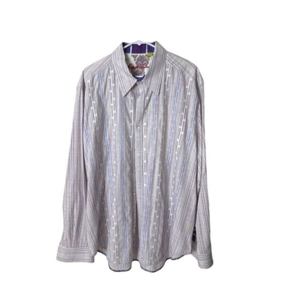 Robert Graham Mens Classic Fit Dress Shirt Long Sleeve Button Front Purple - Picture 1 of 6